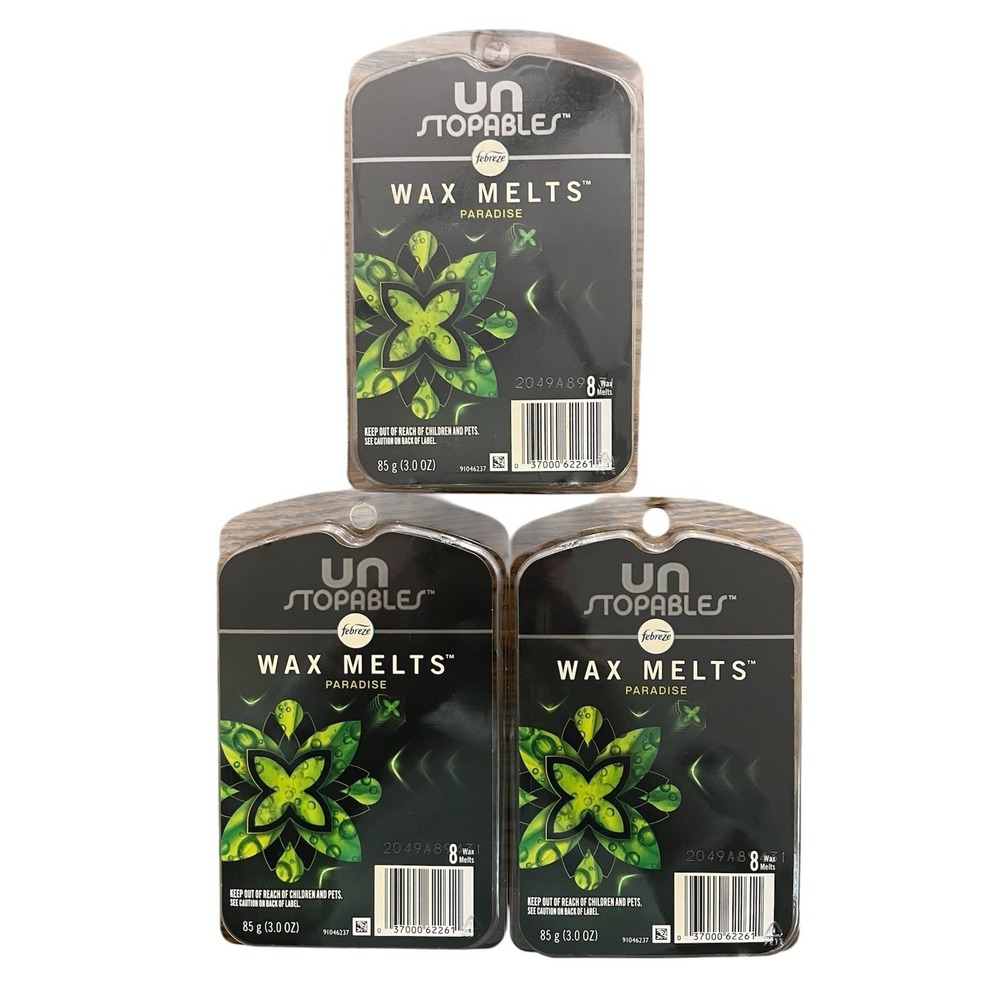 Febreze Unstopables Wax Melts PARADISE Scent 8 Per Pack Lot Of 3 (24 Total)‎